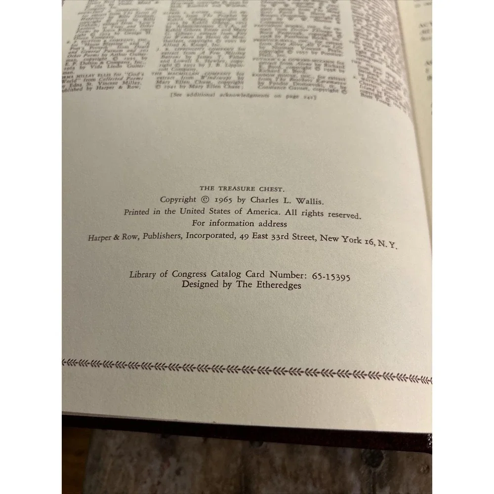 Charles L. Wallis The Treasure Chest Book Inspirational 1965 Hardcover& Box 3/25